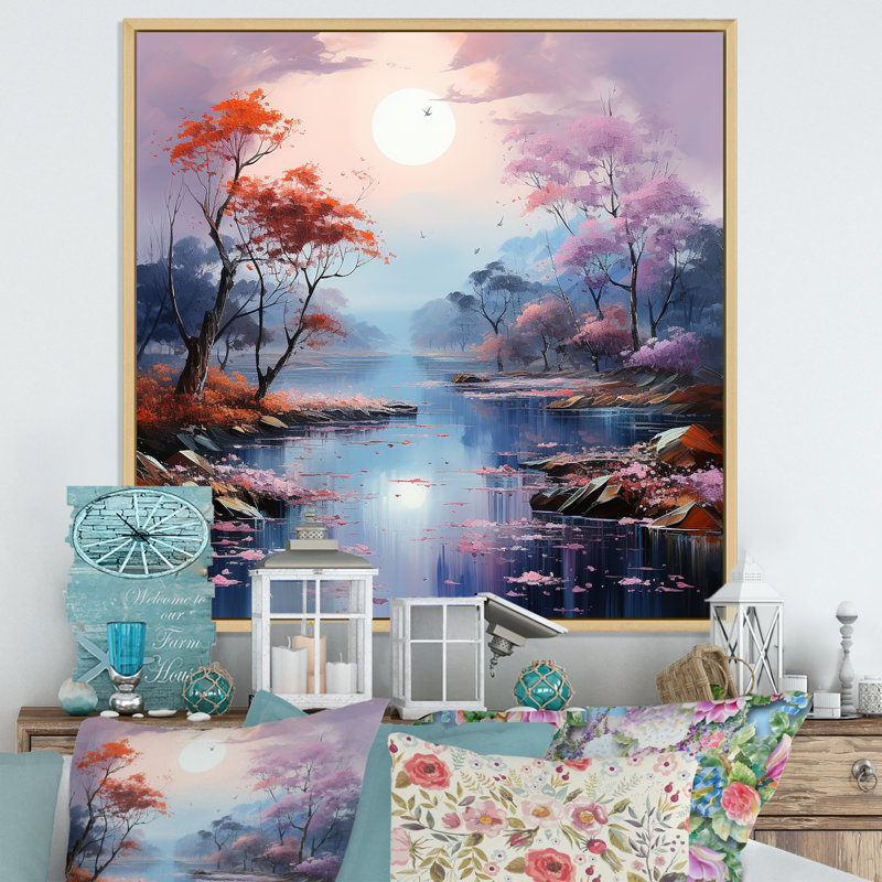 «Mystical Lakes Charm», impression sur toile, Cadre naturel flottant, H 16 po x l 16 po x P 1 po