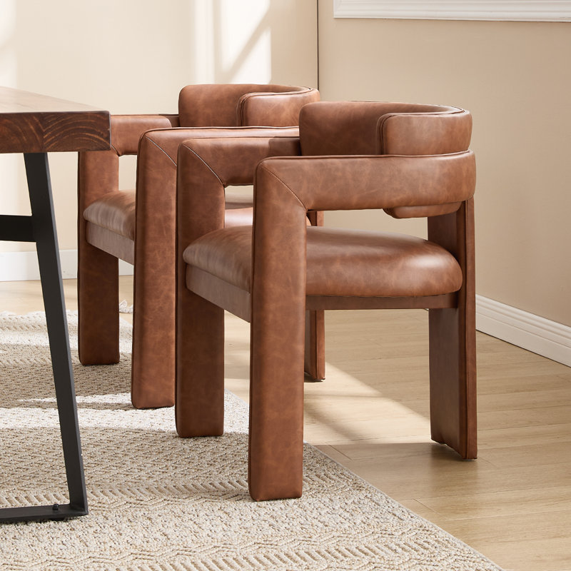 19'' H Modern Upholstered Dining ArmChair For Living Room/Dining Room, Brown
