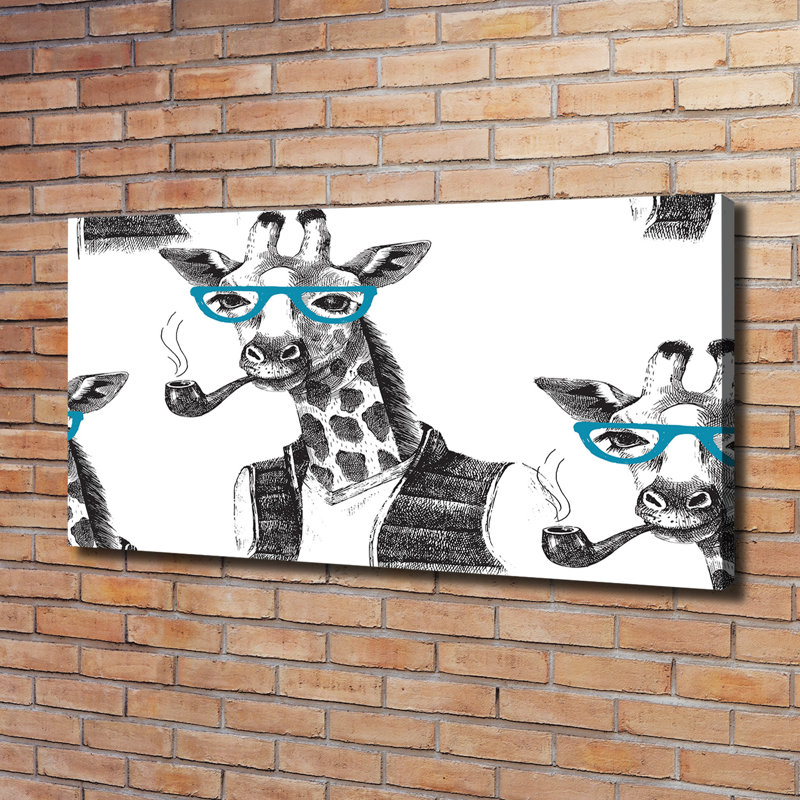 Giraffe With Glasses - Wrapped Canvas Print