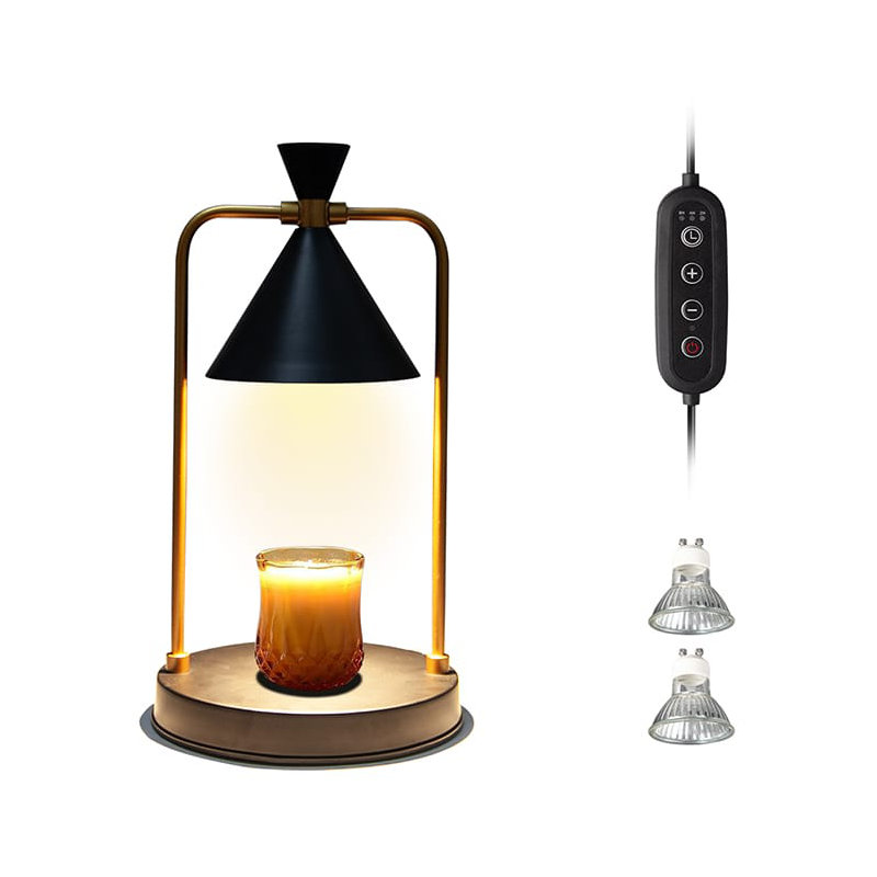 Chauffe-bougie électrique de table en métal, Noir, noir, noir, noir, H 12 po x l 7 po x P 7 po
