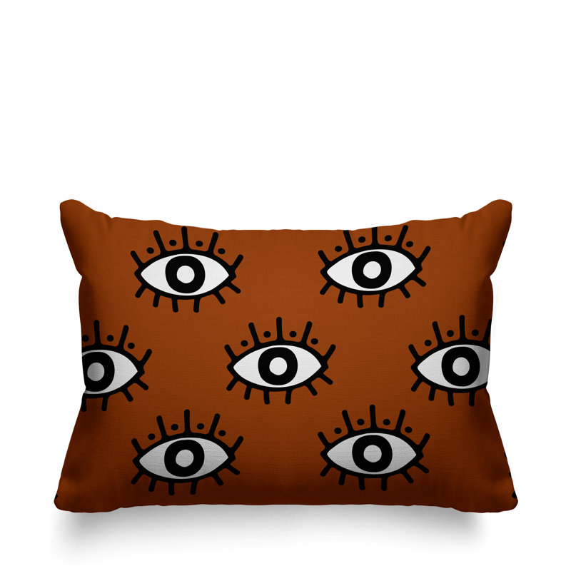 Coussin intérieur / extérieur Ankara Evil Eye, Orange brûlé