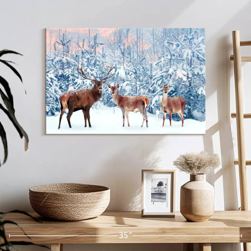 Brampt Deer In Winter, 26" H x 39" W