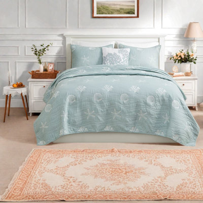 Courtepointe très grand en coton Coastal Ensembles de literie, style brodé pour la maison