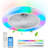 Low Profile Ceiling Fan with Light,  Flush Mount Ceiling Fan Light with Remote,  RGB Dimmable LED Enclosed Ceiling Fans-1247098362