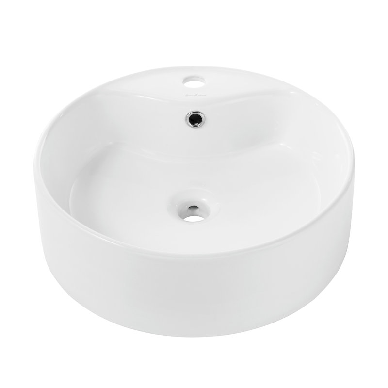 Lavabo de salle de bain vasque circulaire en céramique brillante avec trop-plein Monaco