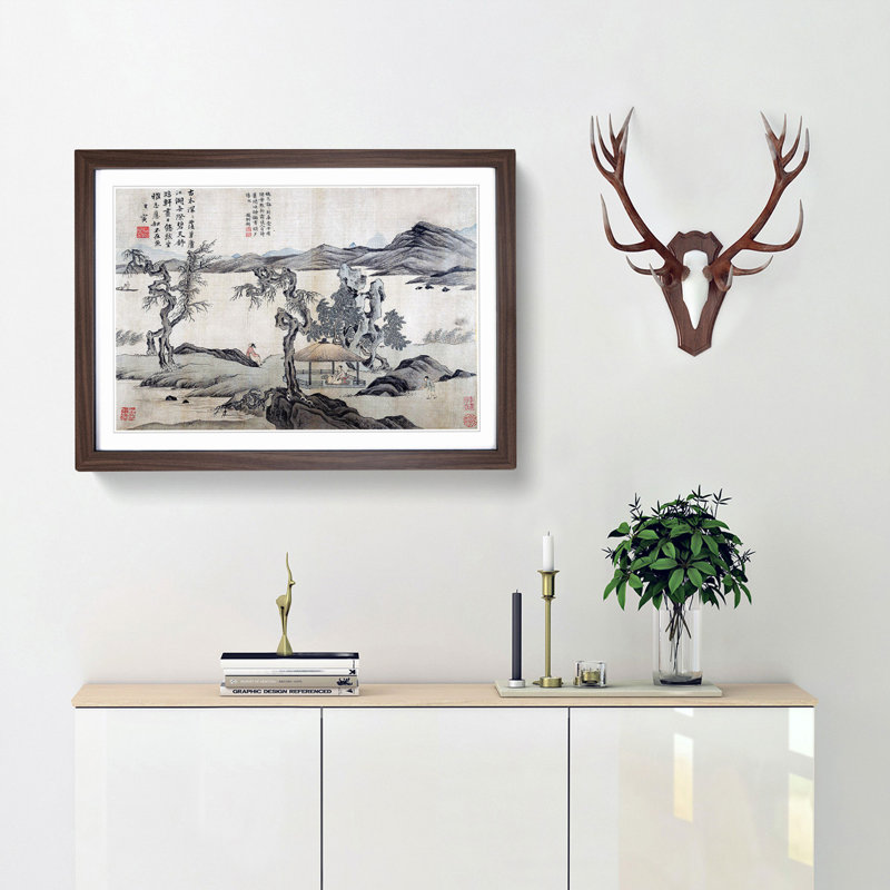 Landscape Vol.3 by Tang Yin - Picture Frame Painting Print, 36cm H x 48cm W x 2cm D, Walnut Framed