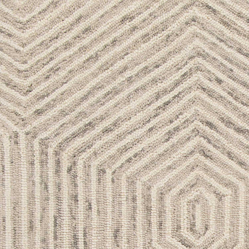 Ivory Geometric Hexagon Wool Area Rug