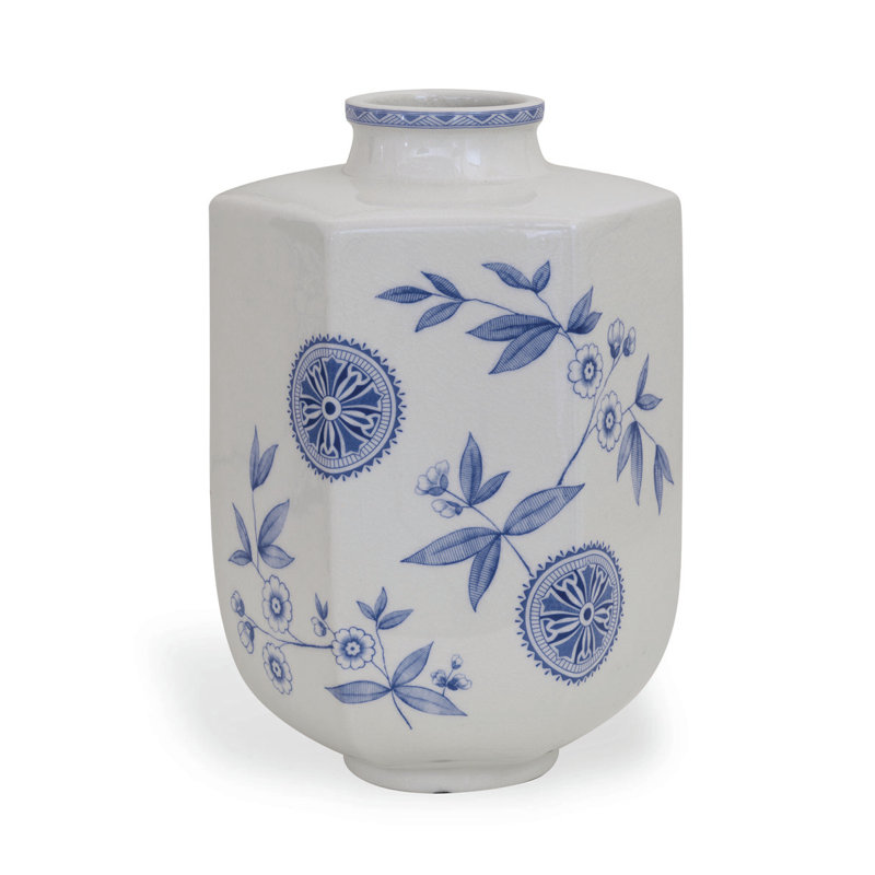 Vase de table en porcelaine 13 "Temba, Blanc / Bleu