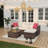 Outdoor Patio Furniture Set, 5 Pieces All-Weather Wicker Sectional Conversation Sofa with Glass Coffee Table and Detachable Soft Cushions, Small Outdoor Sofa Set for Balcony, Poolside, Yard-1571238245