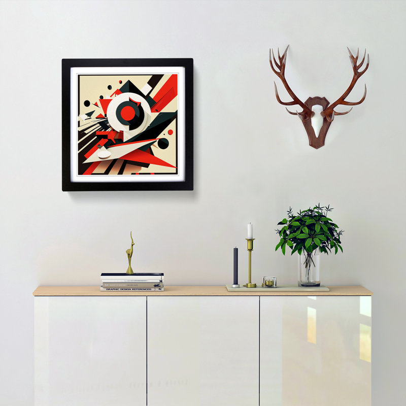Hypnotize Suprematism No.2 - Single Picture Frame Print on Wood, Black