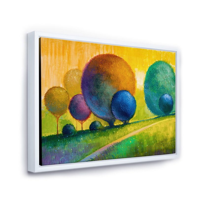 Ornement d'arbres ornementaux III - reproduction de cadre flottant sur toile, H 30 po x l 40 po x 1,5 po, Cadre blanc