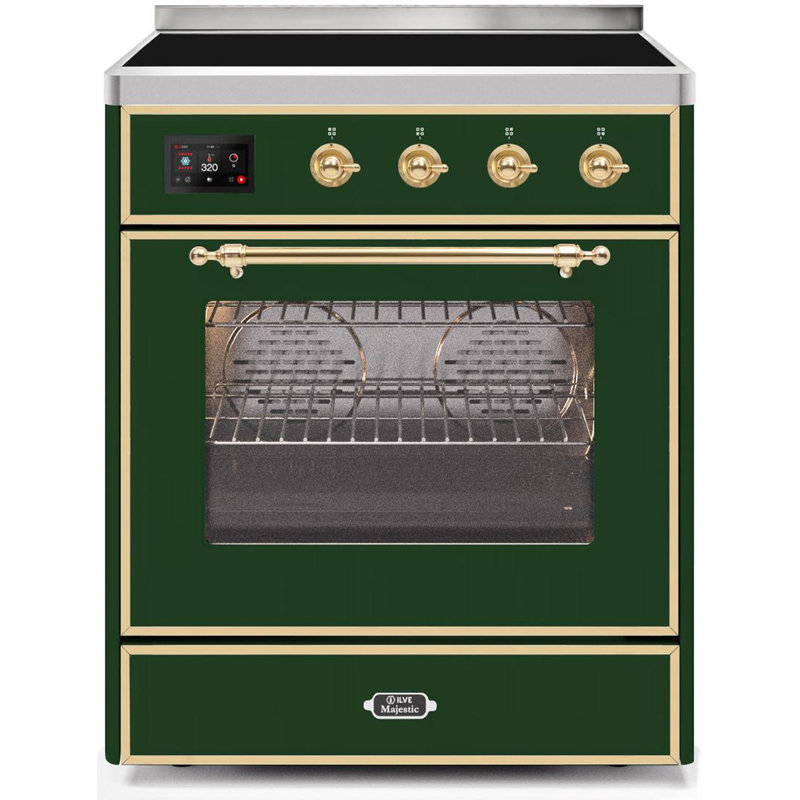 Majestic II 30" 4 cu. ft. Freestanding Electric Range, Emerald Green/Brass