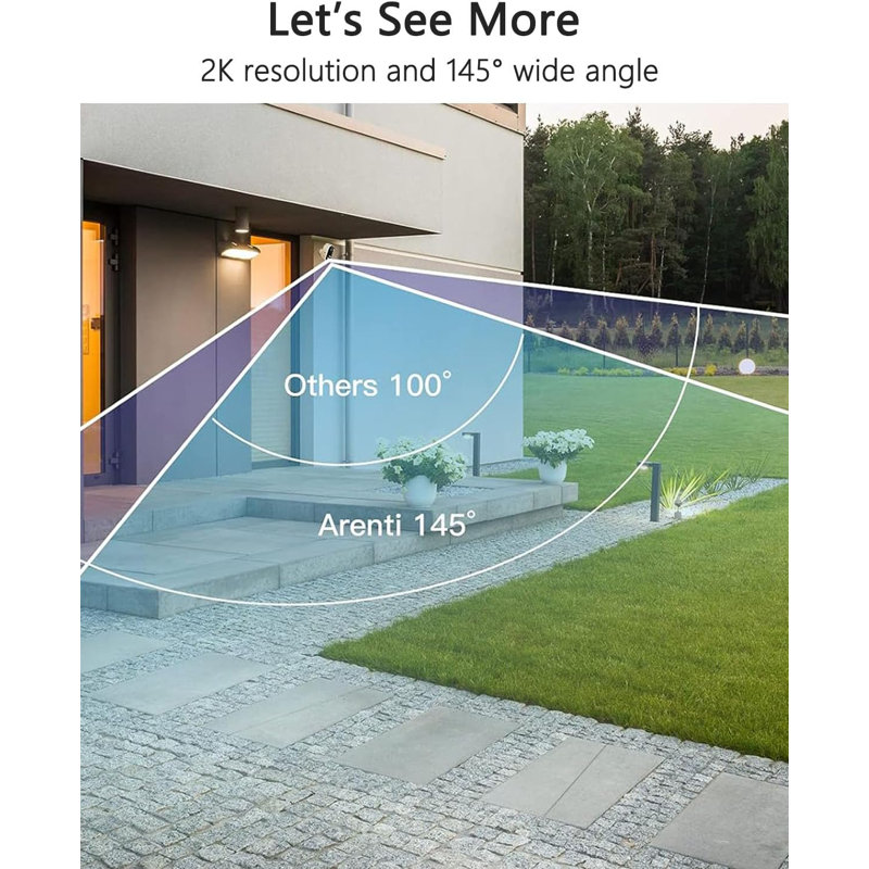 ARENTI 2K Battery Powered Wireless Camera Outdoor For Home Security With PIR Motion Detection, Colour Night Vision, 2-Way Talk, IP65 Weatherproof