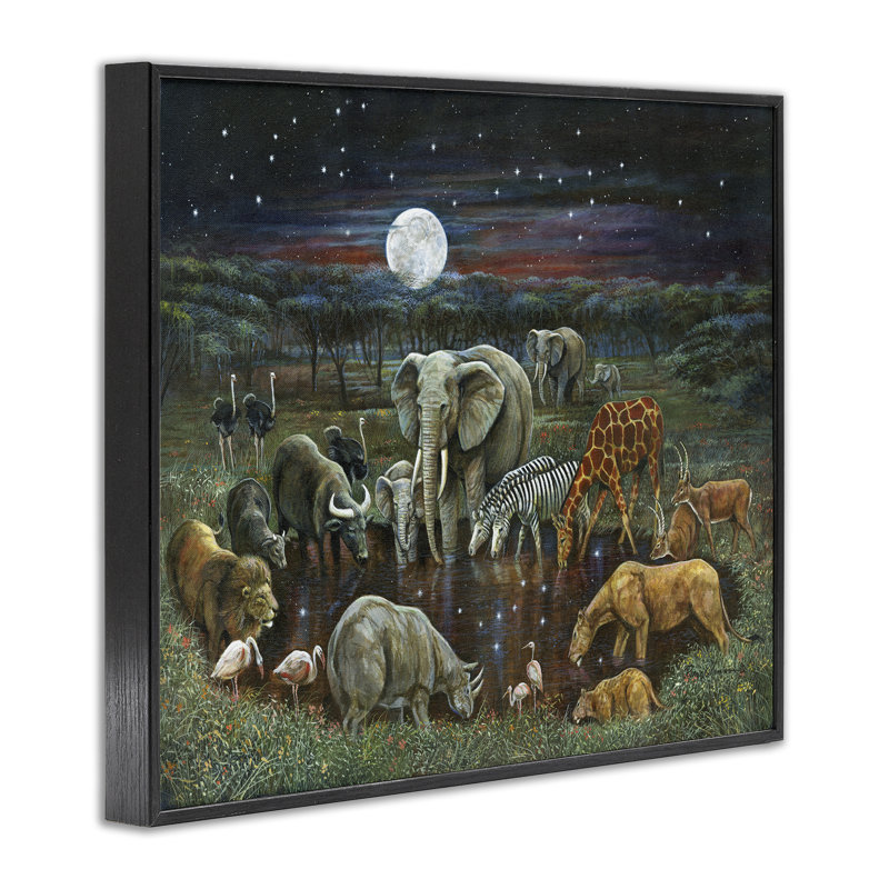 Reproduction de giclée par paires d'animaux à l'arrosage, conception de Ruane Manning, H 16 po x l 20 po