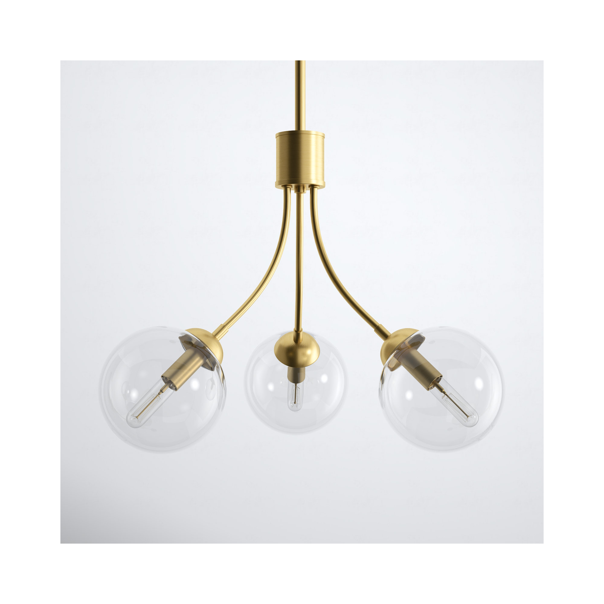 Moonrise 3 - Light Unique Globe Chandelier, Natural Brass