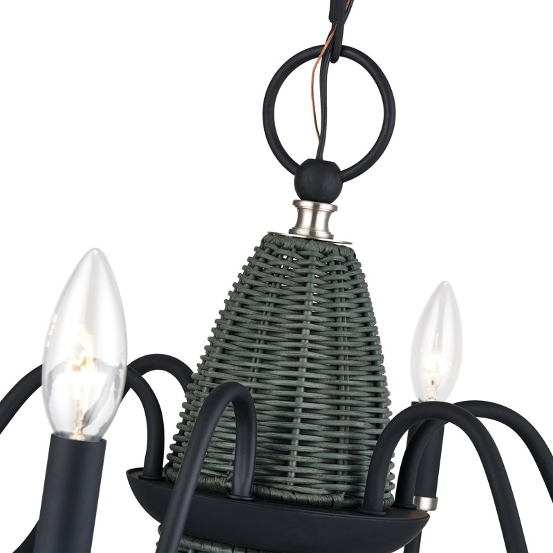 Lustre noir 6 lumières Laurelin, Noir mat