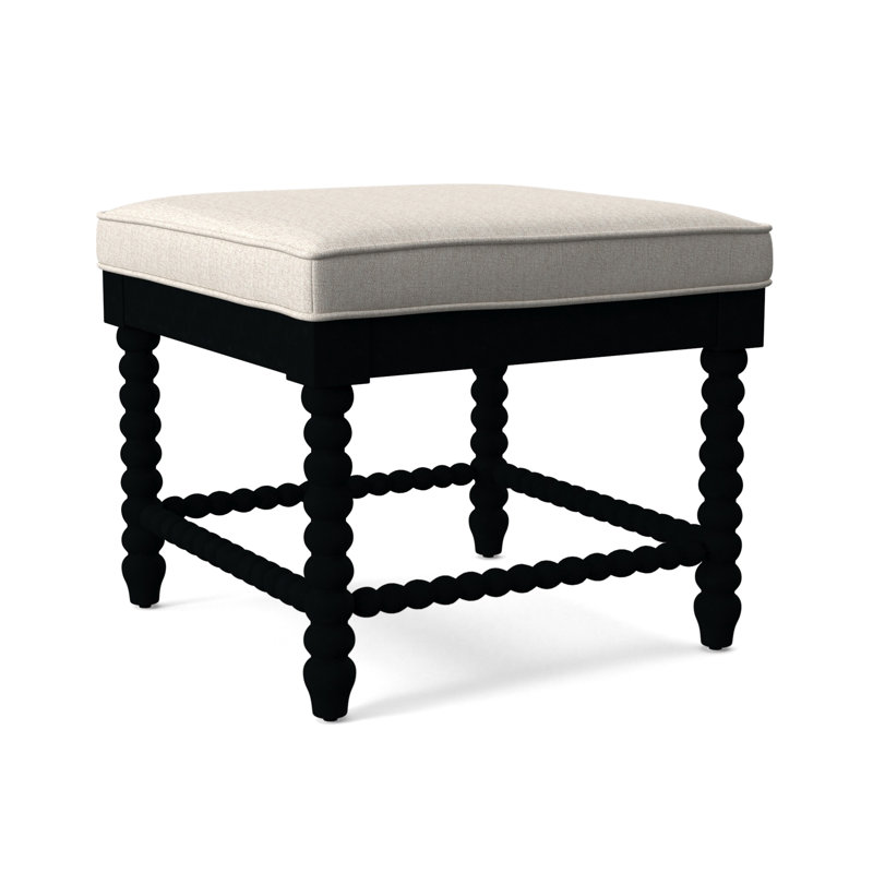 Lind Island Upholstered Bench, Sunbrella Beige Pinstripe; 6205-74, Black Finish