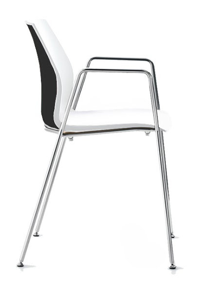 Chaise d'invité à 4 pieds Vortex, Noir / blanc