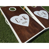 10 Piece Heart Initials Custom Cornhole Board Set