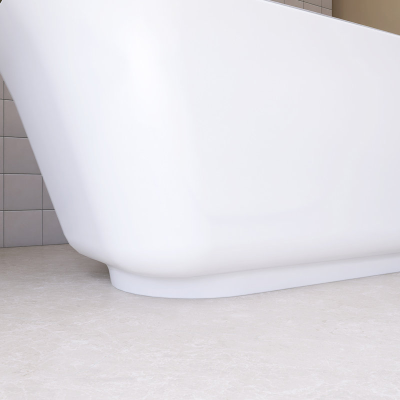 Baignoire de trempage autoportante 67 po en acrylique blanc brillant 67 po