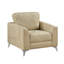 Chaise à assemblage simple avec microfibre de sable, bois massif, pieds en métal argenté 34,76 po Largeur du revêtement en microfibre sable