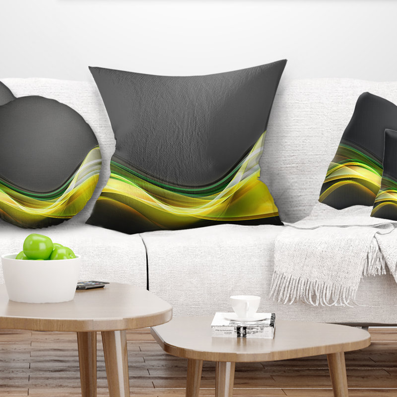Motif de texture vert or - Coussin imprimé abstrait, Coussin décoratif, 16 po x 1 po