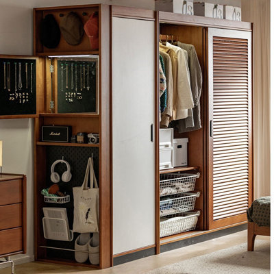 A simple and retro wooden style wardrobe