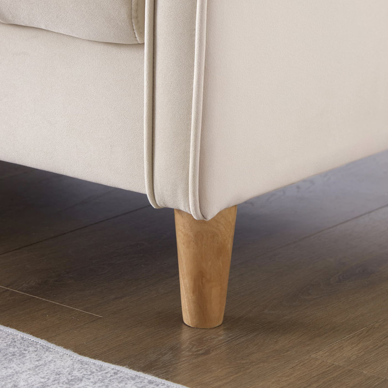 Canapé rembourré en velours lisse, Beige