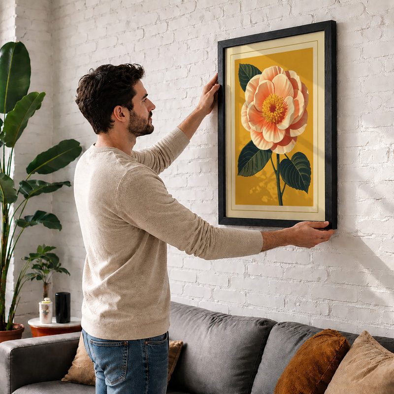 Peach Rose Study Botanical - Print, Unframed, A2 - 59.4 x 42.0 cm