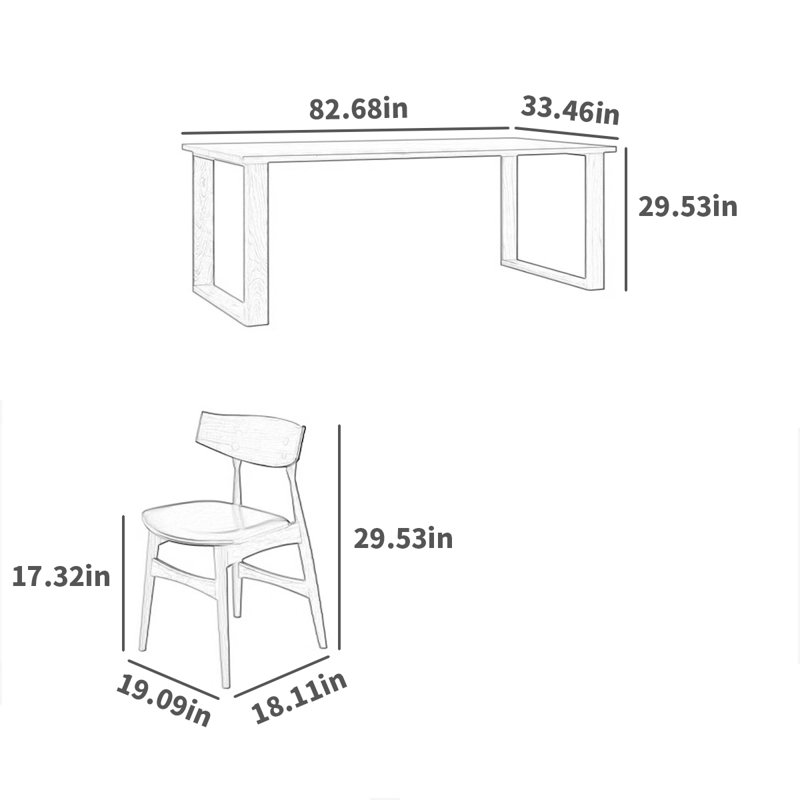 Home Rectangular Dining Table Thickened Plate 6 - Person Solid Wood Solid Wood Top Double Pedestal Dining Set