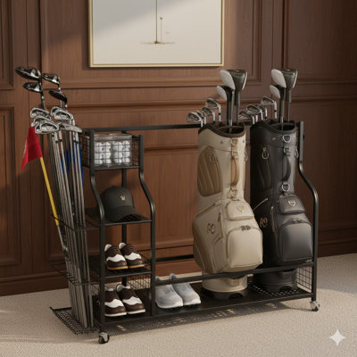 Très grand organisateur de sacs de golf pour le garage - support de rangement pour 4 sacs de golf