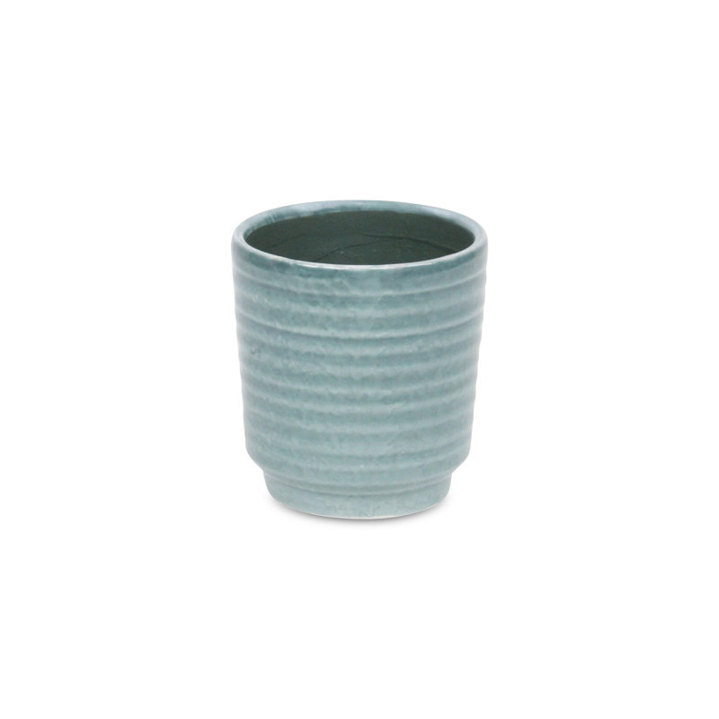 Mosley Handmade Ceramic Pot Planter, Green, 4" H x 3.75" W x 3.75" D 