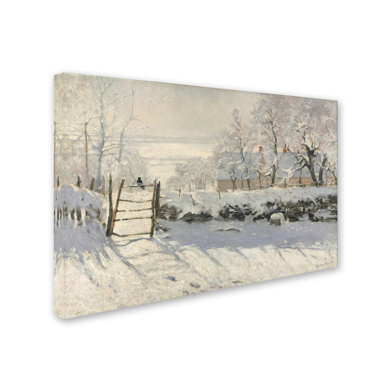 « the pie, 1869 » par claude monet, reproduction sur toile tendue, H 12 po x l 19 po