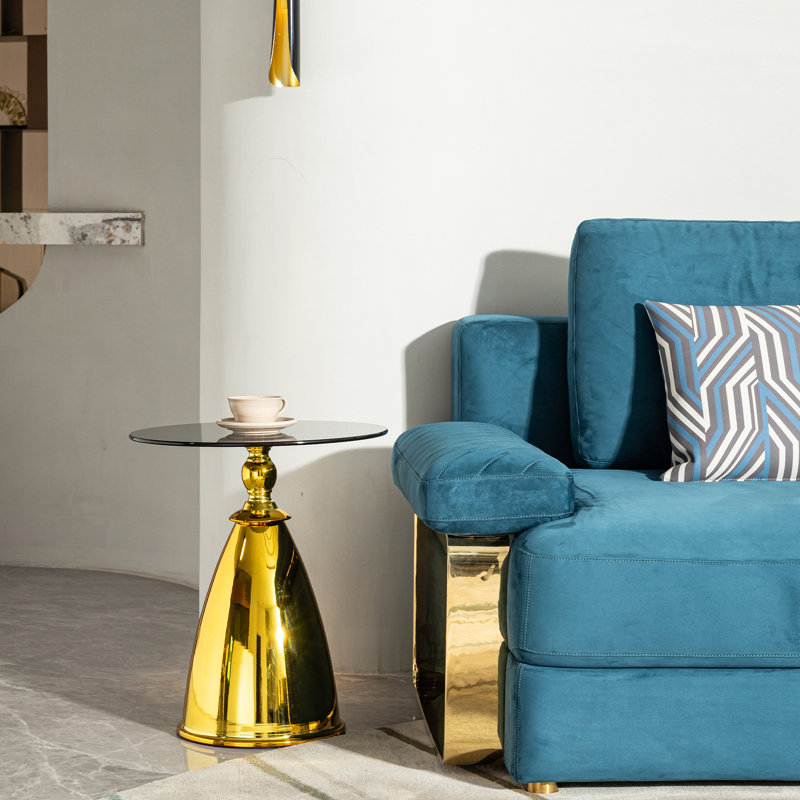 Table d'appoint ronde avec plateau en verre