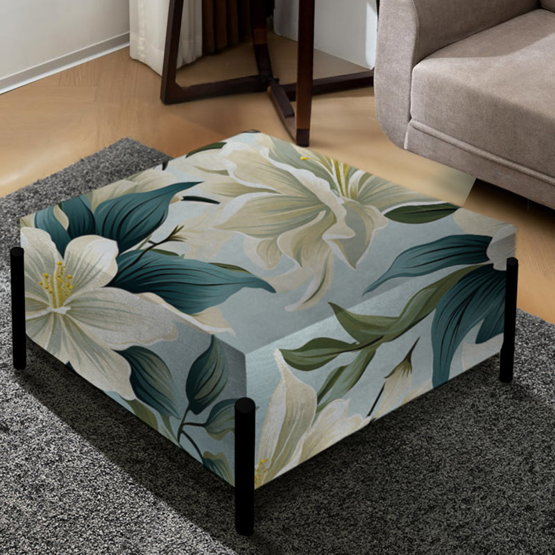 Coastal Neutrals Tropical Motif II - Grand repose-pieds carré tropical