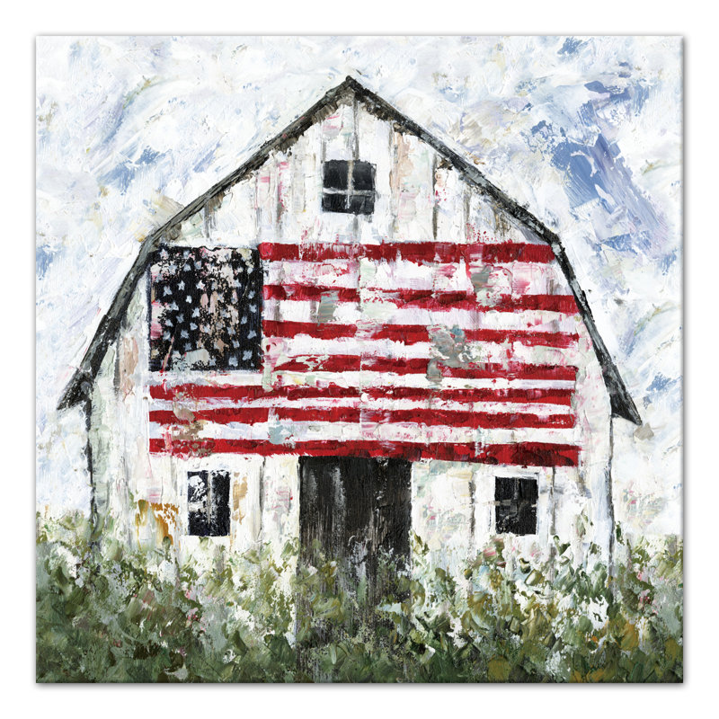 " White Rustic Patriotic Barn I "