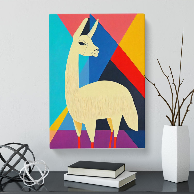 Llama Mid Century - Wrapped Canvas, 50cm H x 35cm W x 3cm D