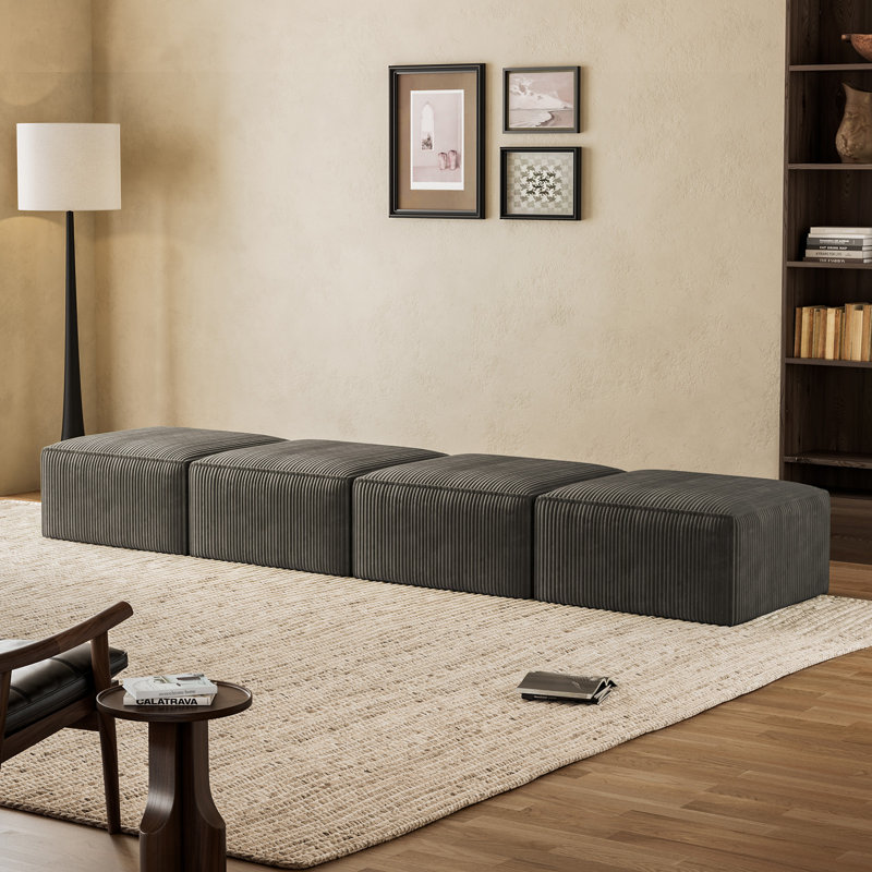 Caleiah 4 Seats Modular Sectional Sofa with 40D Integrated Sponge, Dark Grey