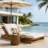 Dorgen Outdoor Acacia Wood Chaise Lounge With Adjustable Backrest & Triple-Fold Cushion