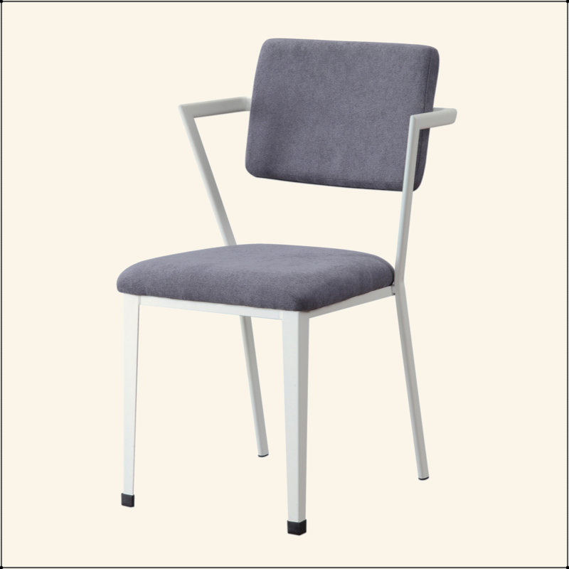 Chaise de bureau rembourrée grise et blanche, Blanc