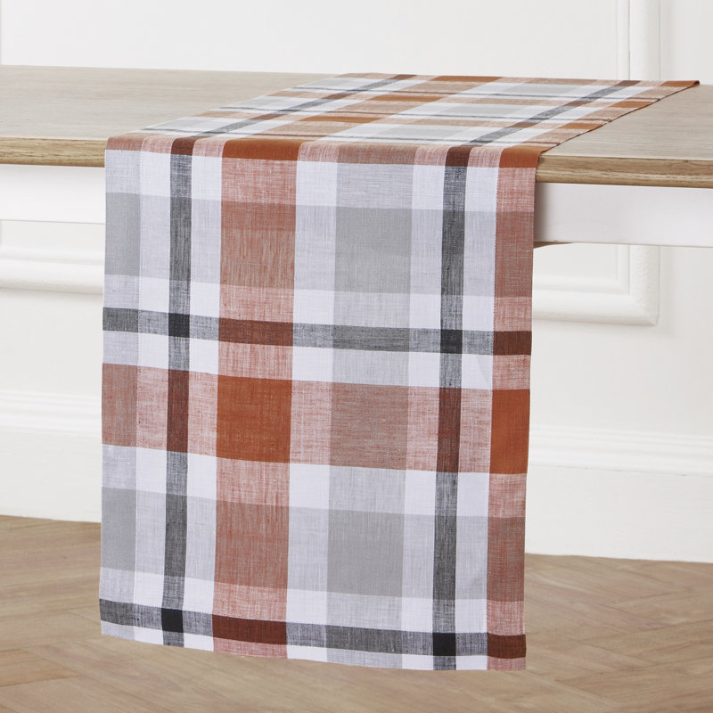 Cotton Linen Hemstitch Table Runner, White, 36" x 14", Solid Color