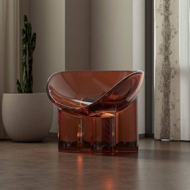 Fauteuil éléphant de luxe en résine transparente, Café
