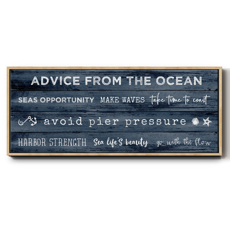 Navy Ocean- Framed Canvas, 20" H x 50" W