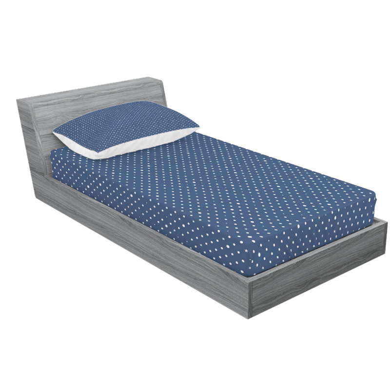 Microfiber Polka Dots Sheet Set, Twin Sheet Set with Fitted Sheet, Dark Blue Polka Dots