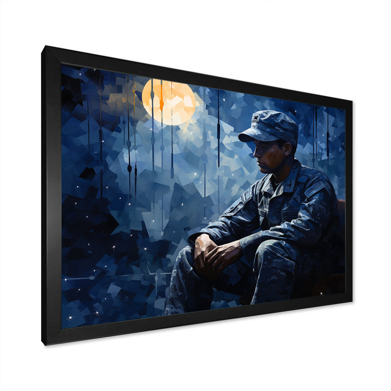 Soldat militaire Dutys Shadows, H 34 po x l 44 po x P 1,5 po, Cadre simple noir