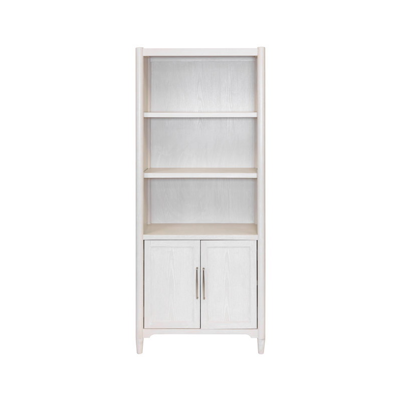 Bibliothèque moderne en bois avec portes, étagère de bureau, armoire de rangement, entièrement assemblée, blanc