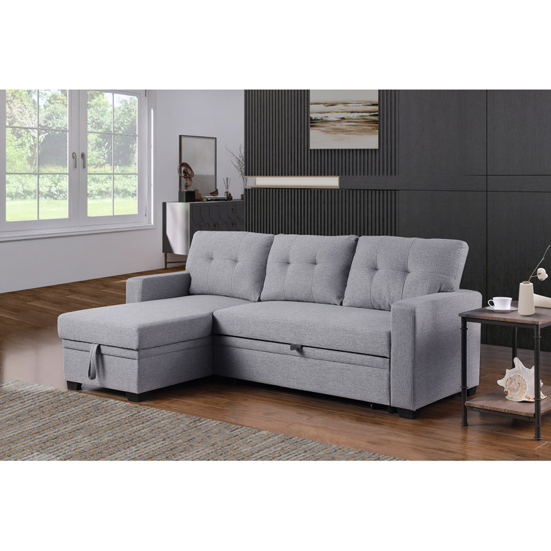 Upholstered Pull Out Sectional Sofa With Chaise