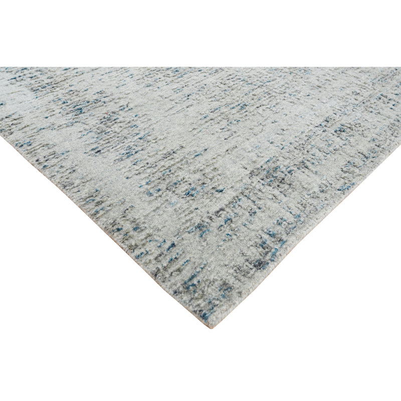 Abstract Area Rug in Blue, Rectangle 10' x 14'