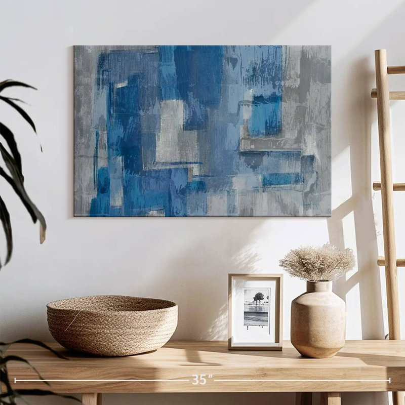 Gray And Blue Layers On Canvas Print, 16" H x 24" W x 1.25" D