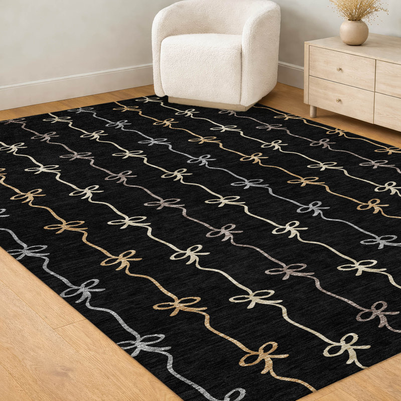 Tapis intérieur / extérieur lavable à la machine pour enfants Chantille ACN2593, Noir, 3 pi x 5 pi